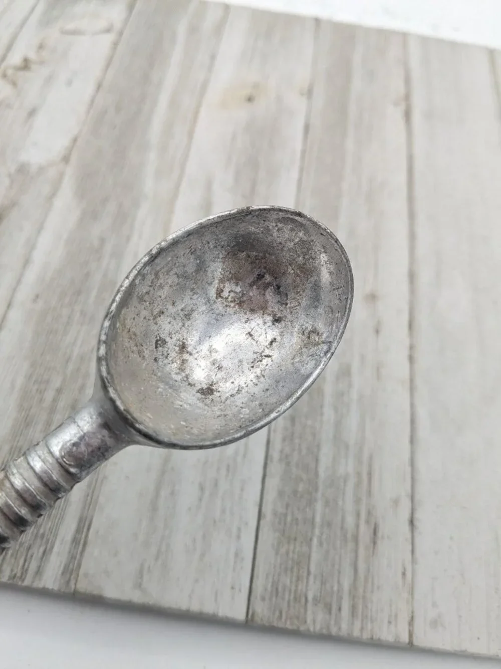 Metal Ice Cream Scoop Vintage Metal Ribbed 6 3/4
